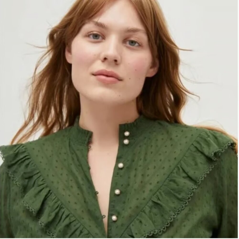 Hill House The Amira Top - Leaf Green Dot - Small - Picture 5 of 15